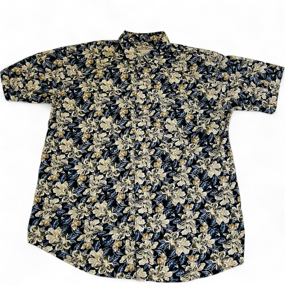 🌴Benchline Men's Navy Floral Short-Sleeve Button-Down Shirt | size XLT